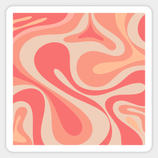 Peach Salmon Pink Abstract Mod Swirl Retro Pastel Pattern Sticker